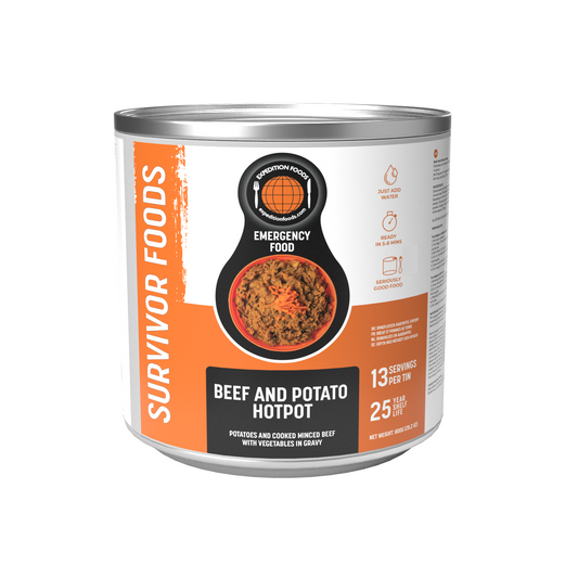 Survivor Food Tin - 25yr life - Beef and Potato hot pot