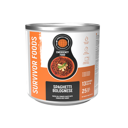 Survivor Food Tin - 25yr life - Spaghetti Bolognese