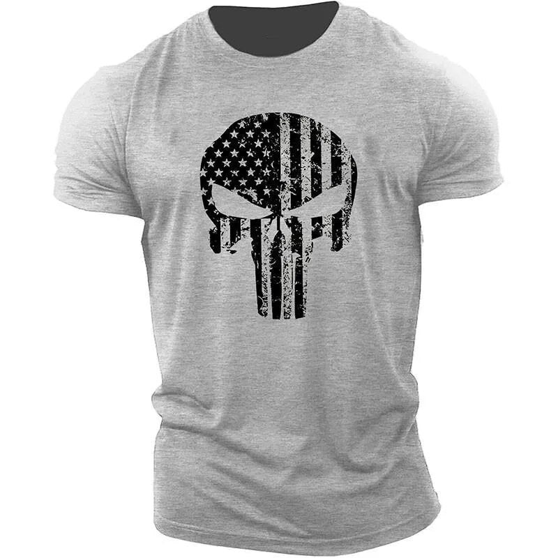 Maglietta Uomo Monkey Print: Teschio E Fumetti Punisher Giungla - Nero, Taglie Forti Fino Alla 5XL