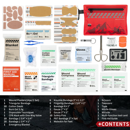 Rhino Rescue Small First Aid Kit - Ultralight Waterproof Medical Kit for Hiking Backpacking Cycling Travel Vehicles