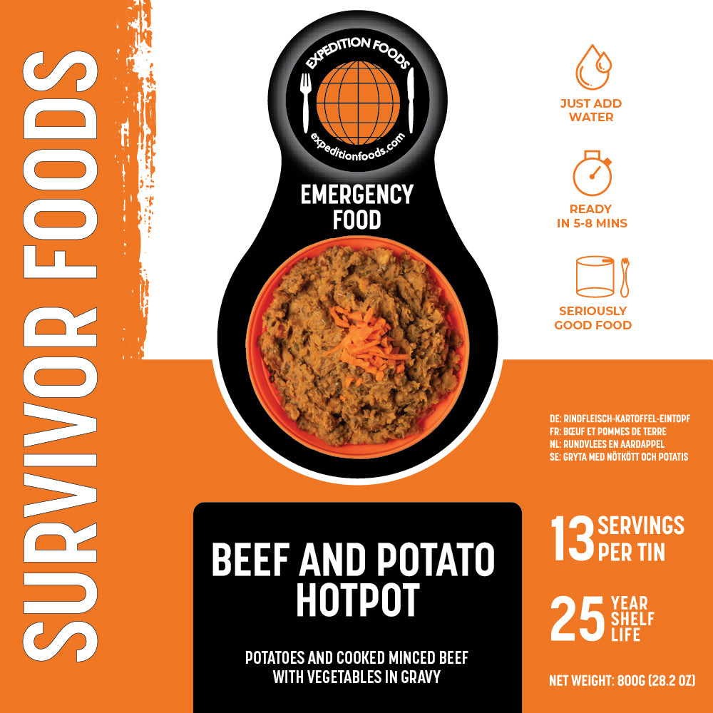 Survivor Food Tin - 25yr life - Beef and Potato hot pot