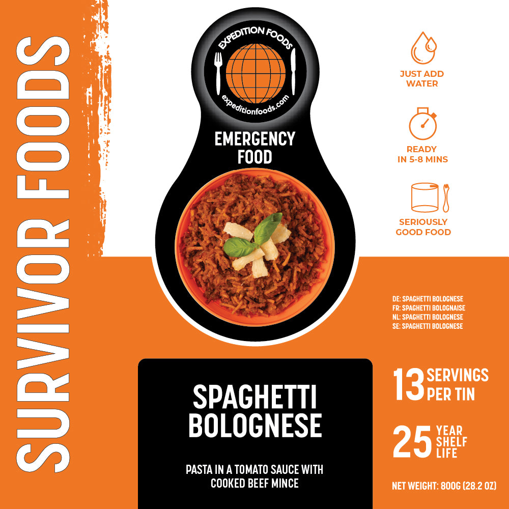 Survivor Food Tin - 25yr life - Spaghetti Bolognese