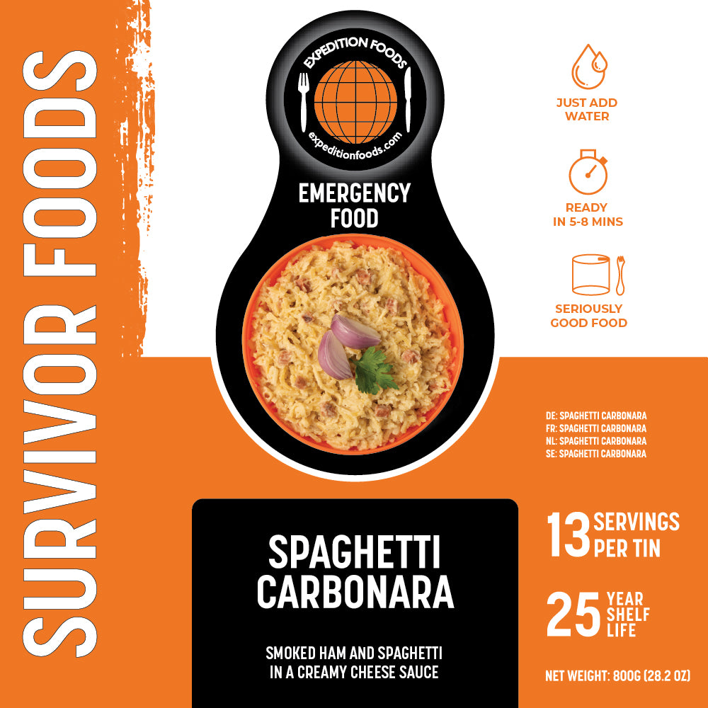 Survivor Food Tin - 25yr life - Spaghetti Carbonara